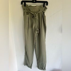 Zara paper bag green trousers, size xsmall